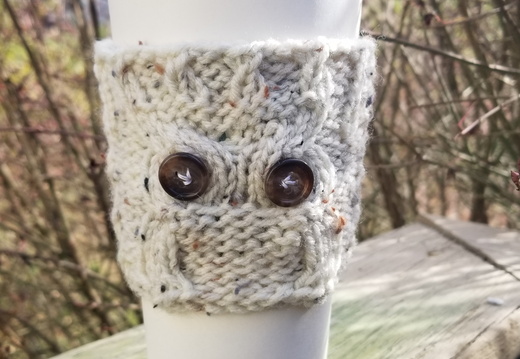 Cabled Owl Cup Cozy
